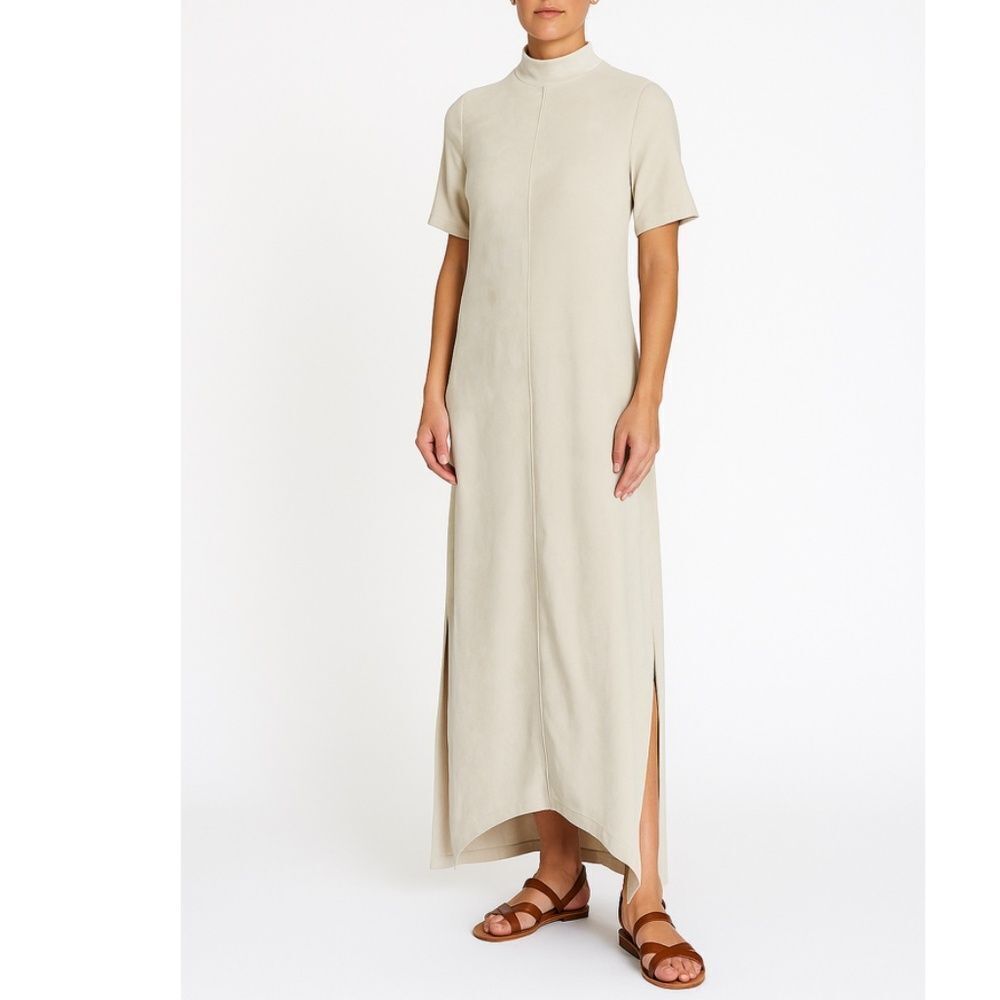 Lilla P. Side Slit Velour Ribbed Maxi Dress (M)